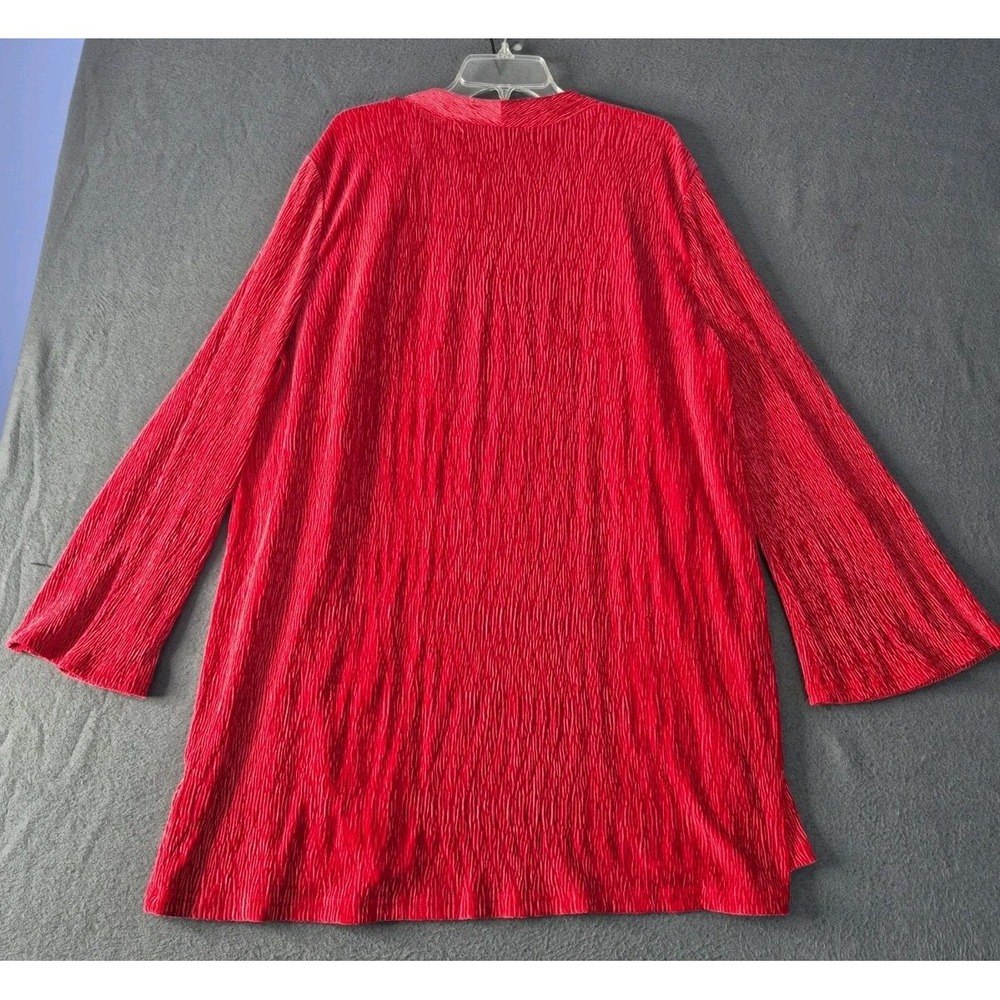 NEW Slim Factor by Investments 1X Textured Red Velvet Plisse Open Front Cardigan - Picture 10 of 10